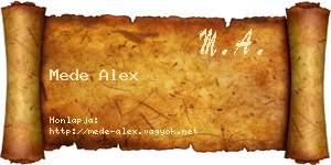 Mede Alex névjegykártya